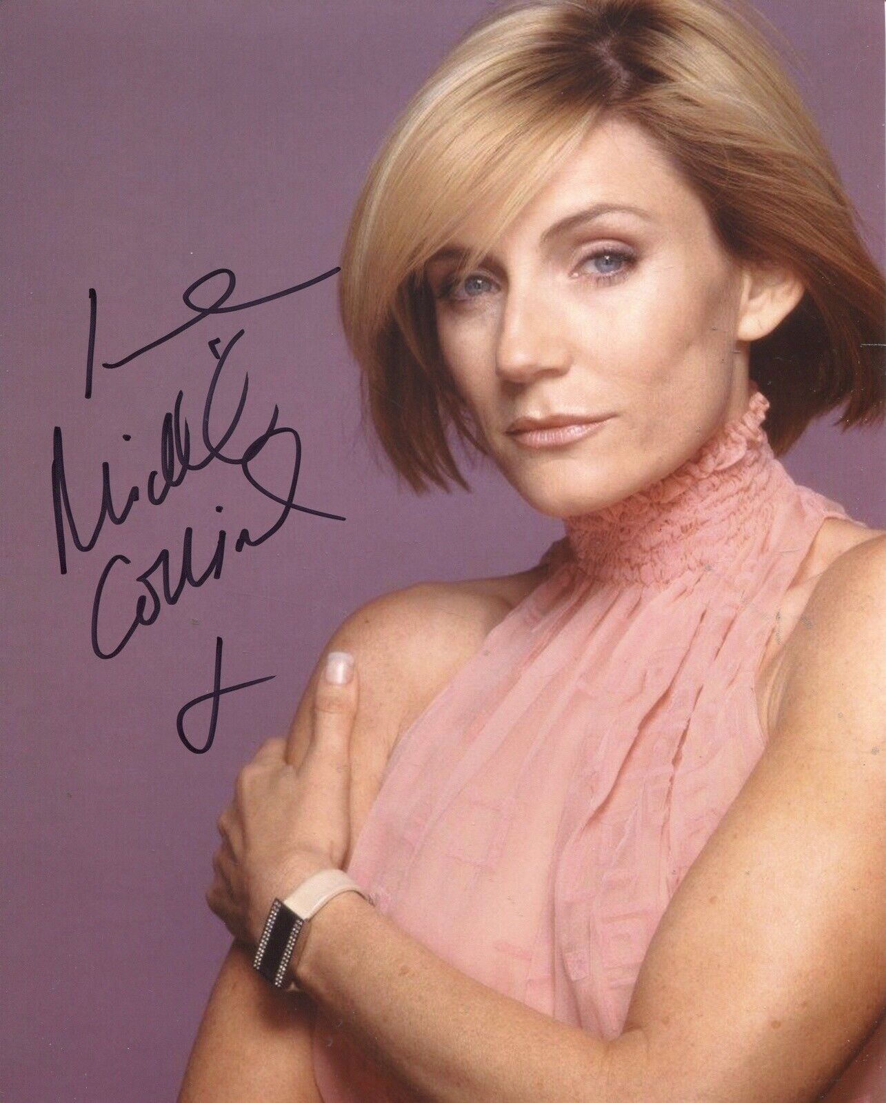 Actress MICHELLE COLLINS signed sexy portrait 8x10 Photo Poster painting - UACC DEALER SIGNING