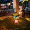 Outdoor Tiki Statue Garden Deco with Solar Light Hawaiian Tiki Ornament (Blue)