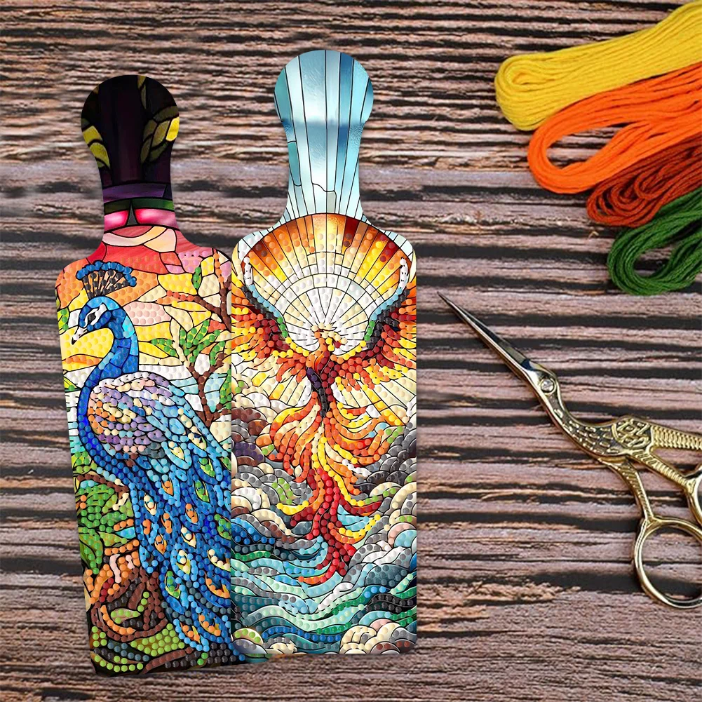 4Pcs Animal 5D DIY Diamond Painting Tray Art Craft with Handle for Home Decor(26*8cm)