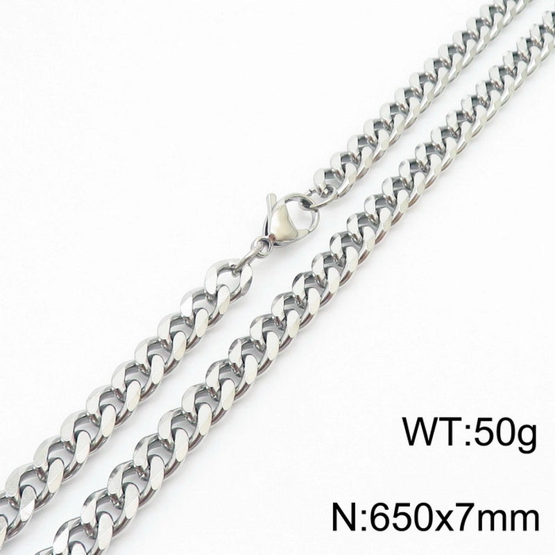 Hiphop Hip Hop Men & Women Trendy Stainless Steel Six-Sided Grinding Necklace