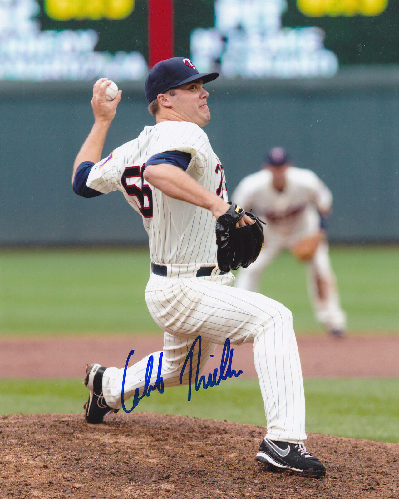 CALEB THIELBAR MINNESOTA TWINS ACTION SIGNED 8x10