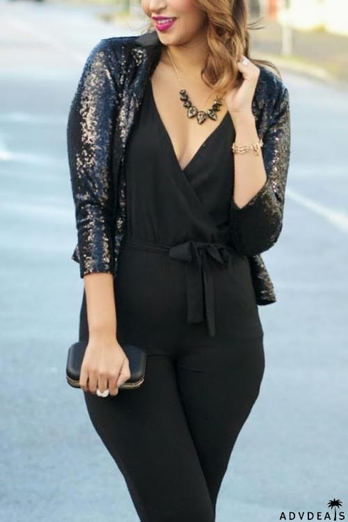 Sequin Long Sleeve Slim Blazer