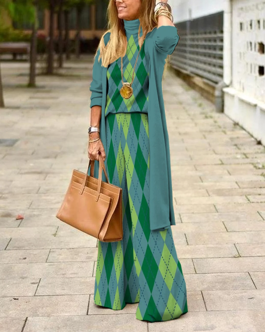 Herringbone Sweater Three-Piece Suit 43a8