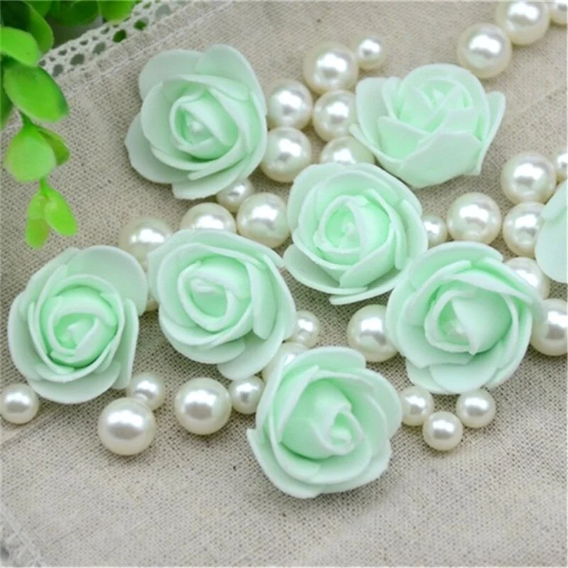 100pcs/lot Mini PE Foam Rose Flower Head Artificial Handmade DIY Wedding Home Decoration Party Supplies Fake Flowers