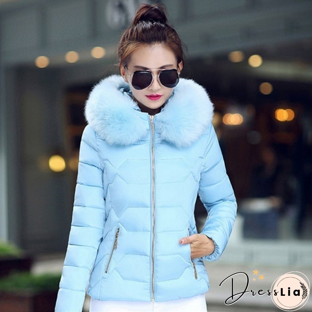 Fashion Women's Down&Parkas Cotton Jackets Female Cotton-Padded Winter Coat Large Fur Collar with Hoody Plus Size S-XXXL Parka