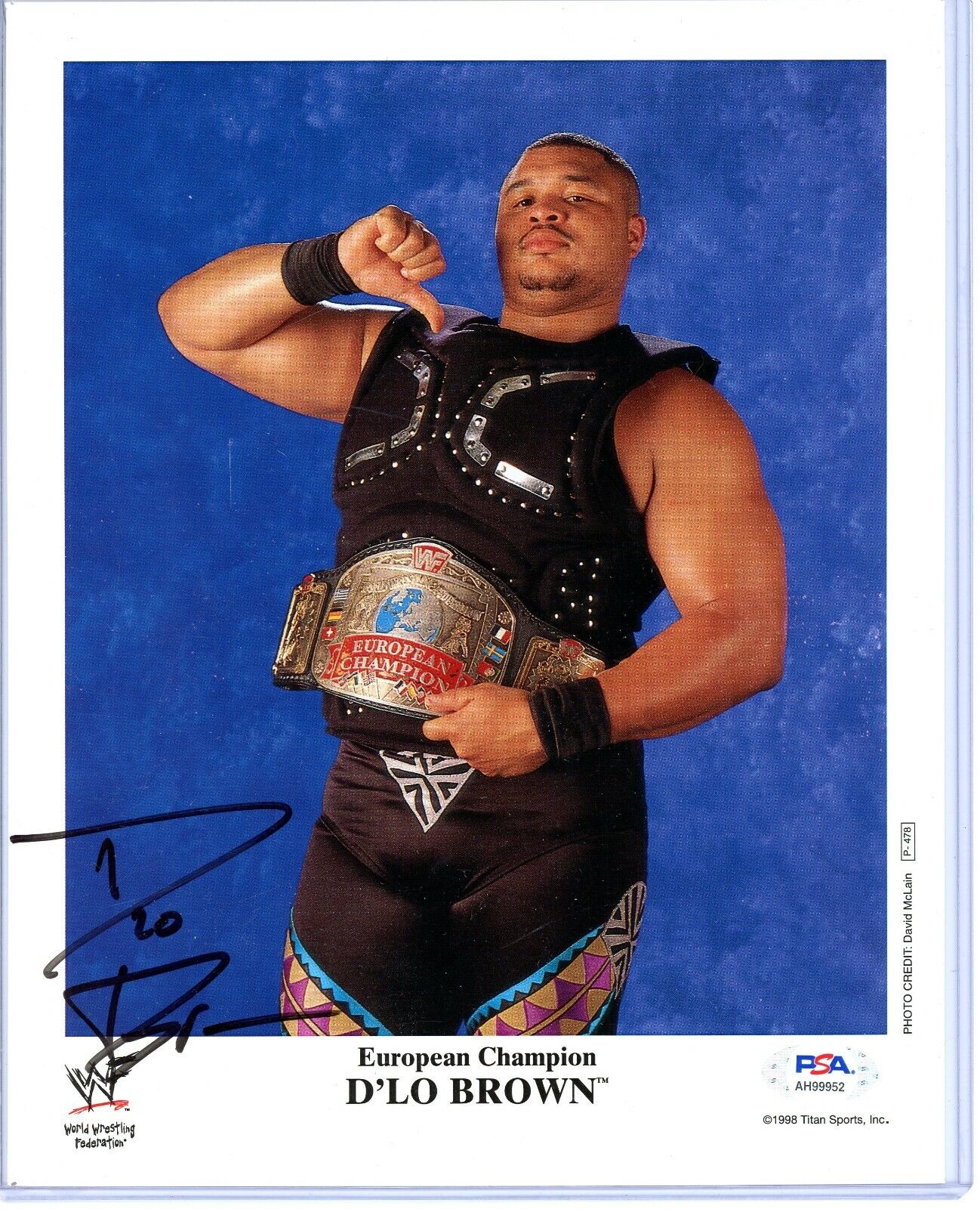 WWE DLO BROWN P-478 HAND SIGNED AUTOGRAPHED 8X10 PROMO Photo Poster painting WITH PSA/DNA COA