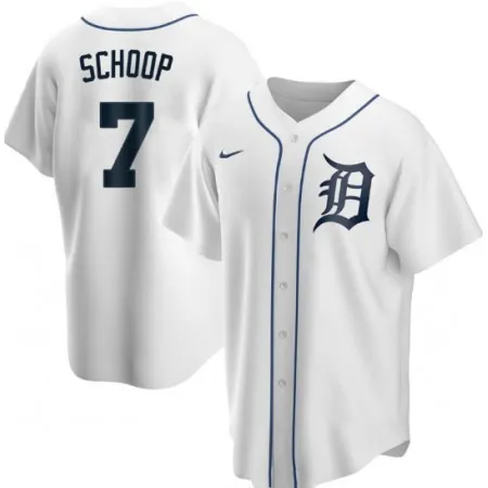 Men's Detroit Tigers #7 Jonathan Schoop White Cool Base Stitched Jersey