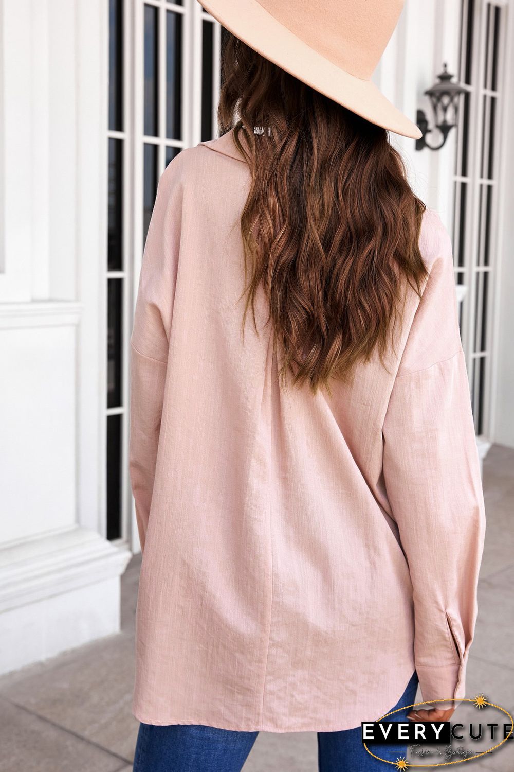 Khaki Buttoned Long Sleeve Shirt with Pocket