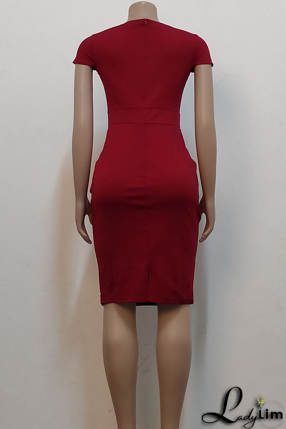 Blue Fashion Casual Solid Basic Short Sleeve Dress