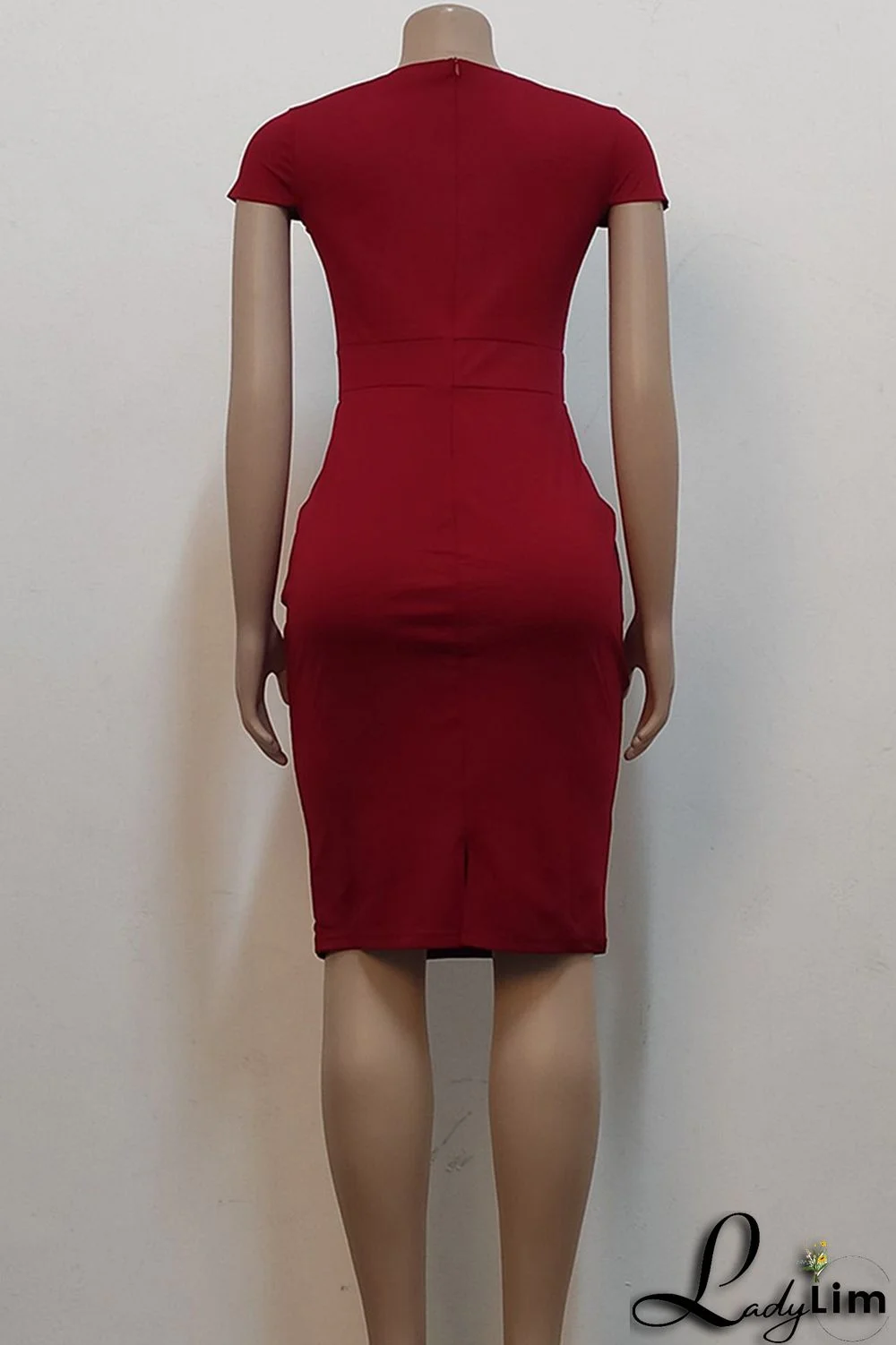 Blue Fashion Casual Solid Basic Short Sleeve Dress