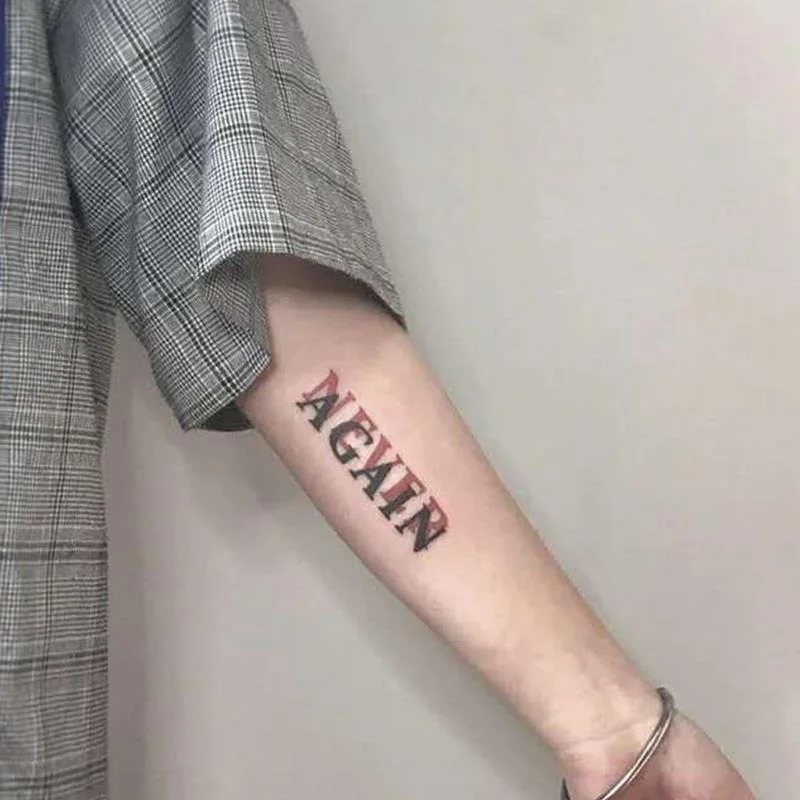 1pc English Temporary Tattoo Seal Stickers Men Women Never Ragain Art Waterproof Fake Tattoo Neck Chest Arm Cool Tattoo Stickers