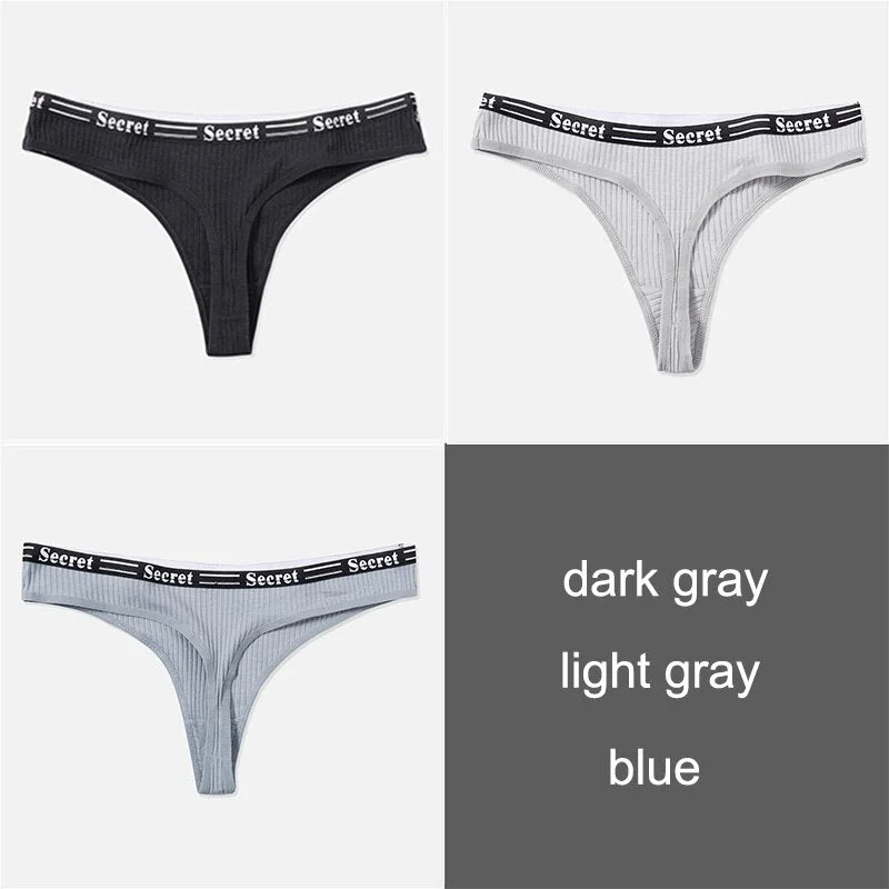 3PCS/Set Women Cotton Panties Thong Underwear G-String Underpants Sexy Briefs Lingerie Female Letter Embroidery Low Waist Pantys