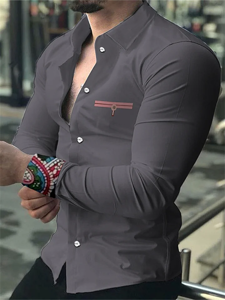 Fall and Winter Models Men's 3D Printing Lapel Cardigan Long-sleeved Shirt Four Seasons Shirt Fashion Leisure Trendy Shirt Plus Size
