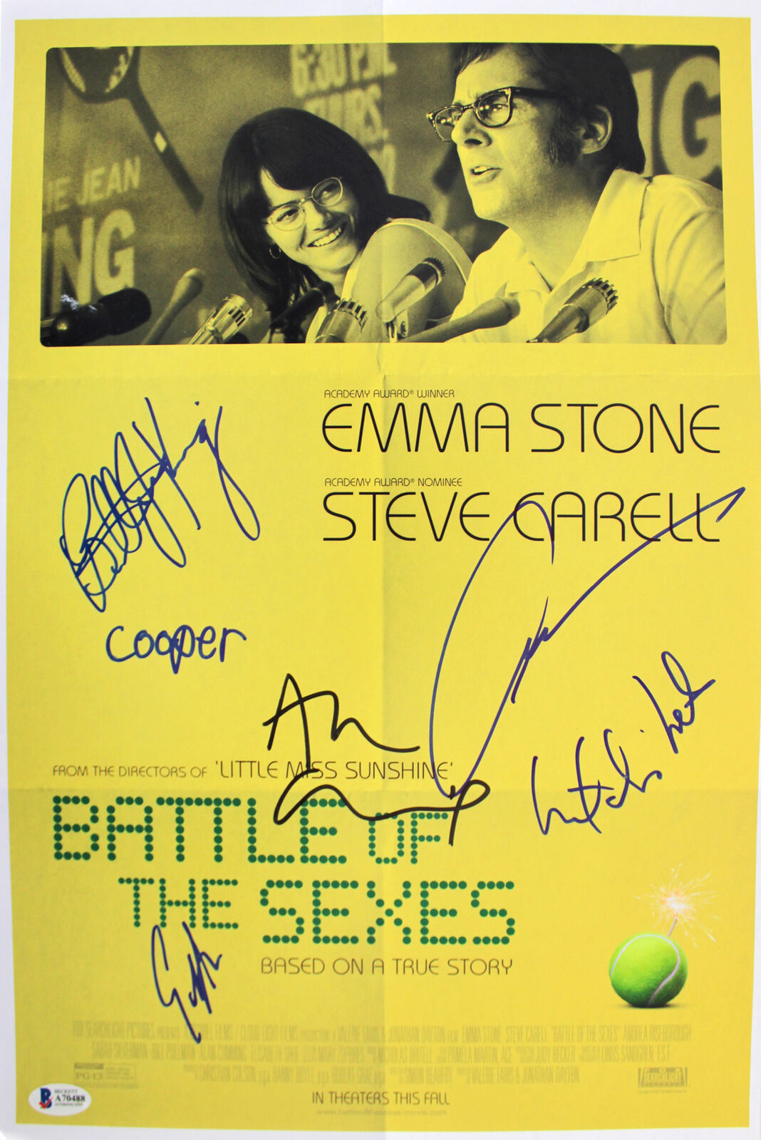 Battle Of The Sexes (6) King, Cumming, Olsen +3 Signed 12x18 Photo Poster painting BAS #A70488