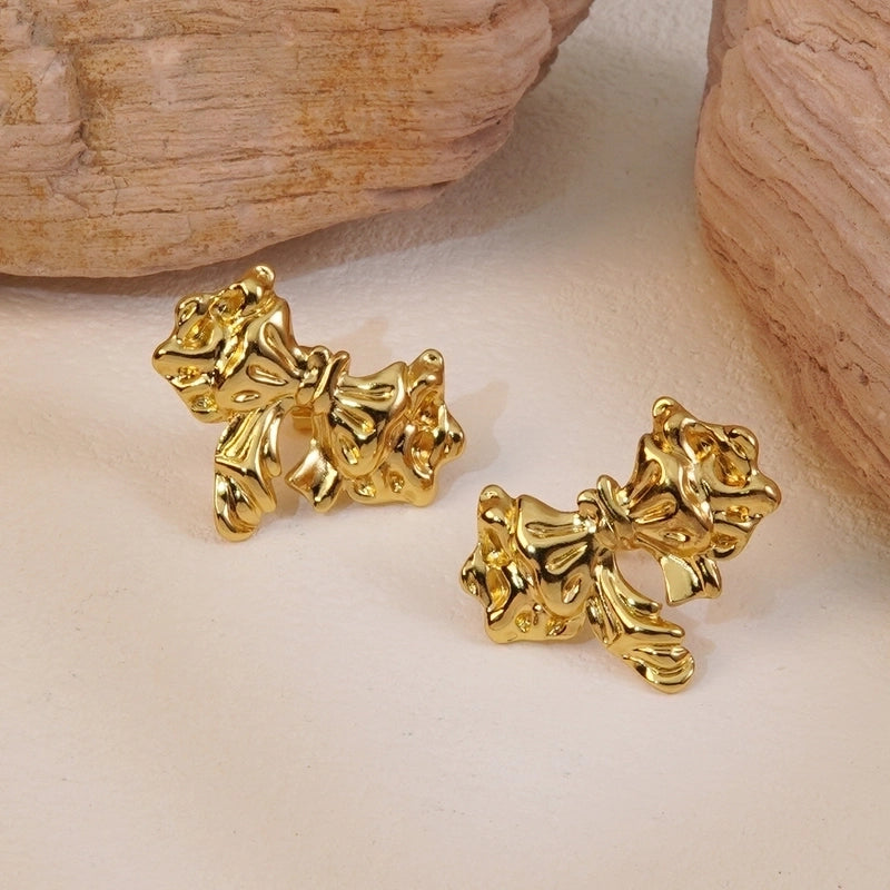 1 Pair Casual Princess Sweet Bow Knot 304 Stainless Steel Imitation Gold  Ear Studs