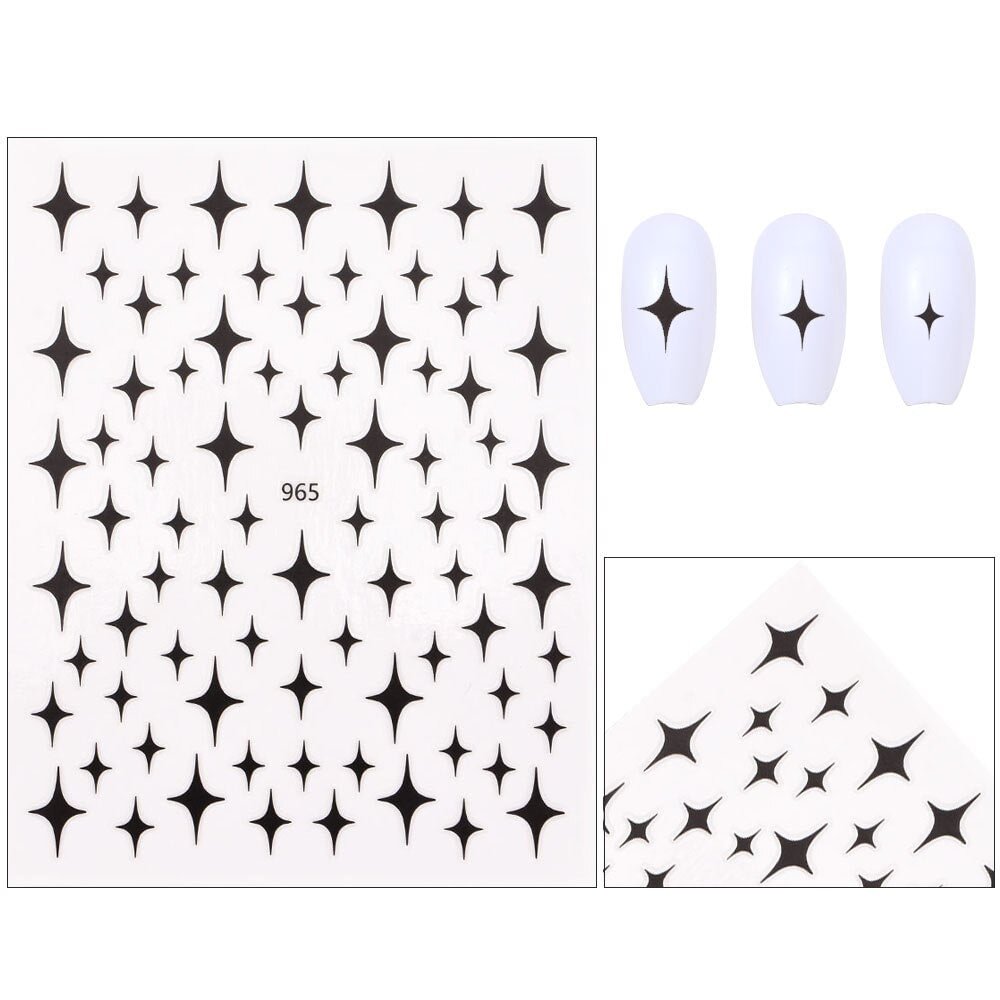 1 Sheet Holographic 3D Manicure Stars Nail Art Stickers Adhesive Sliders Colorful DIY Golden Nail Transfer Decals Decorations