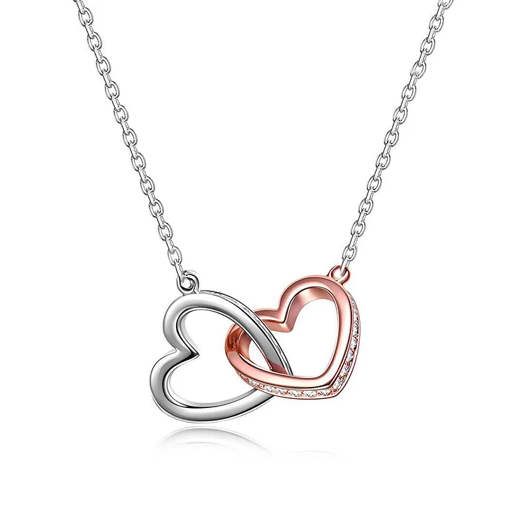 For Granddaughter - S925 Distance Never Separates Two Hearts That Really Care Heart to Heart Necklace