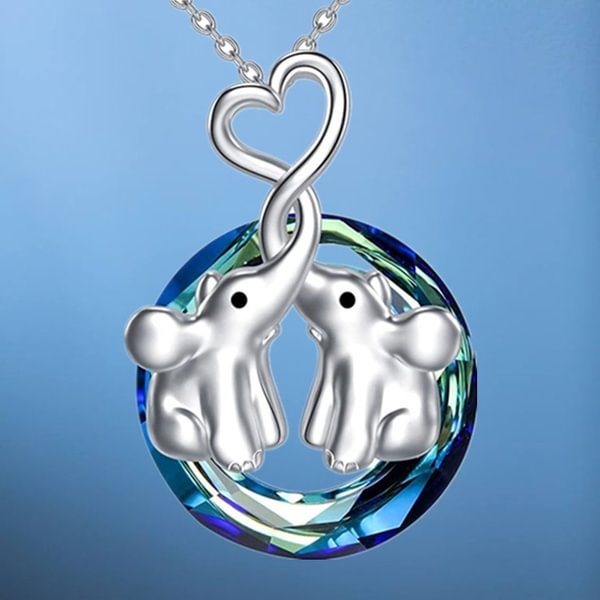 Exquisite Fashion 952 Sterling Silver Elephant Necklace Charm Blue Gem Necklace Beautiful Women's Jewelry Elephant Jewelry Wedding Anniversary Birthday Gift for Wife Girlfriend and Mother - Shop Trendy Women's Fashion | TeeYours