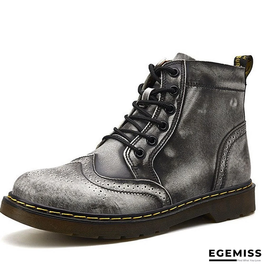 Men's Combat Boots PU Fall Boots Mid-Calf Boots Black / Brown / Dark Grey | EGEMISS