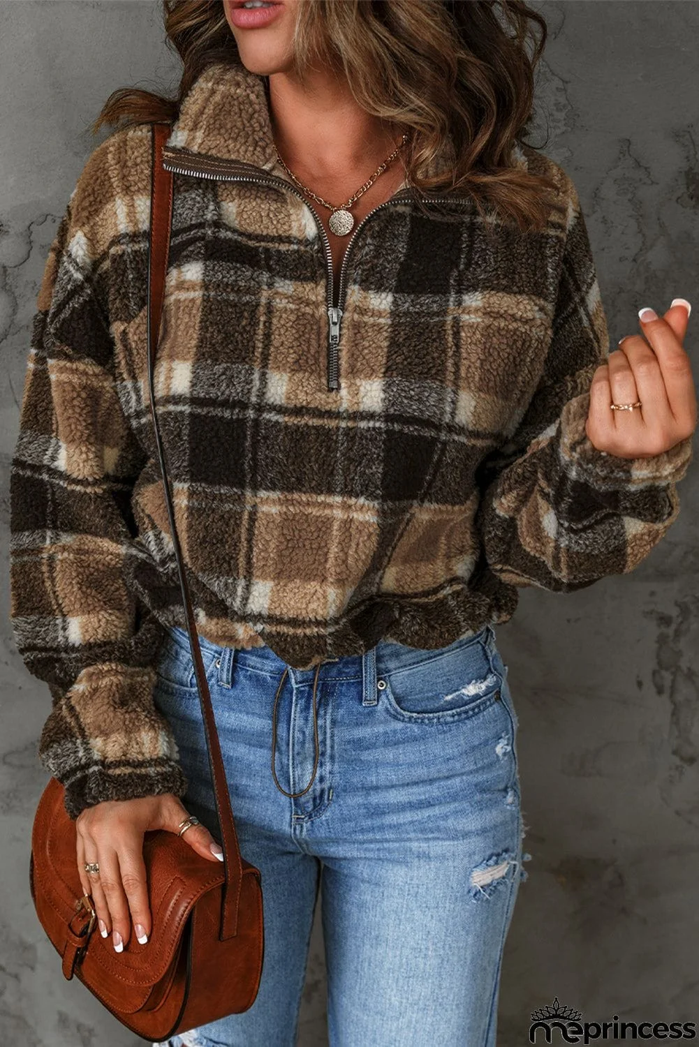 Plaid Pattern Fleece Sweatshirt