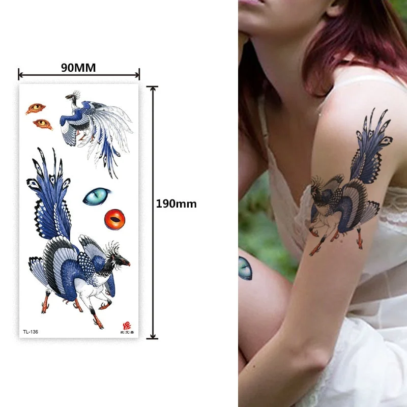 Animal and plant totem flower butterfly bird fox body arm waterproof men and women healthy natural temporary tattoo stickers