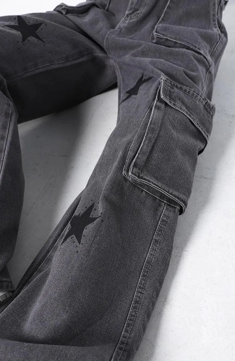 Brownm Star Printed Cargo Pants