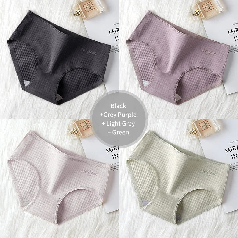 4Pcs Underwear Women Cotton Panties Sexy Brief Lace Underpants Cute Briefs Girls Ladies Lingerie Erotic Knickers Female 2021