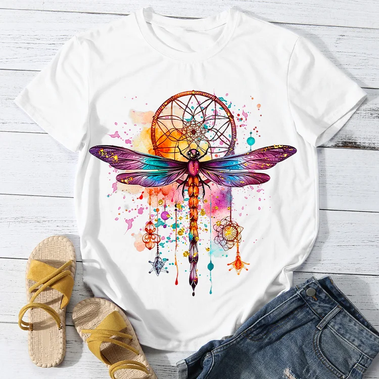 Tribe Dragonfly Women Round Neck T-shirt - BSTCA0109