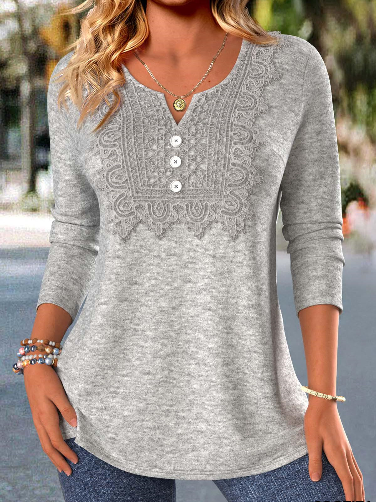 Women Long Sleeve V-neck Graphic Floral Printed Top