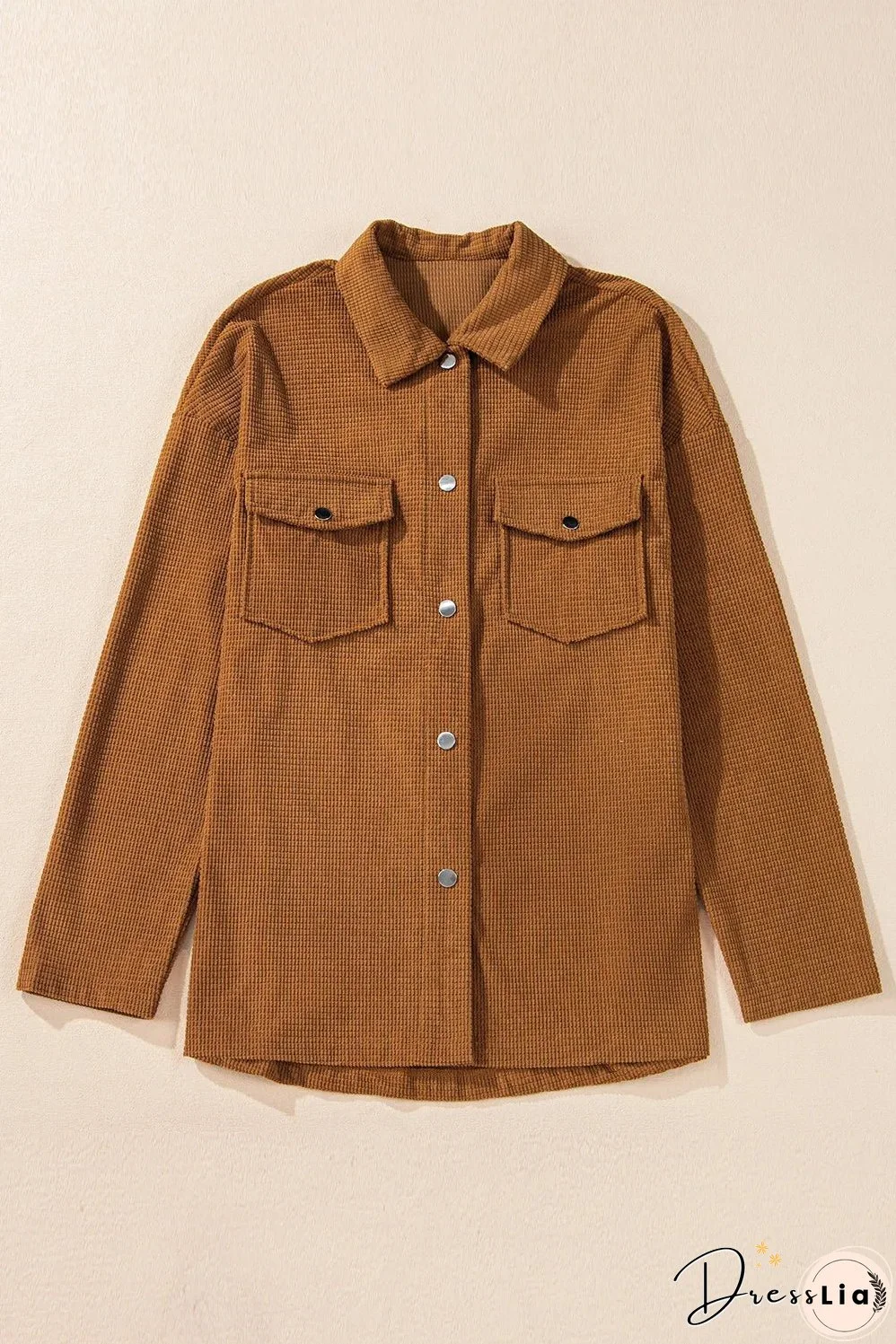 Pocketed Snap Down Long Sleeve Jacket