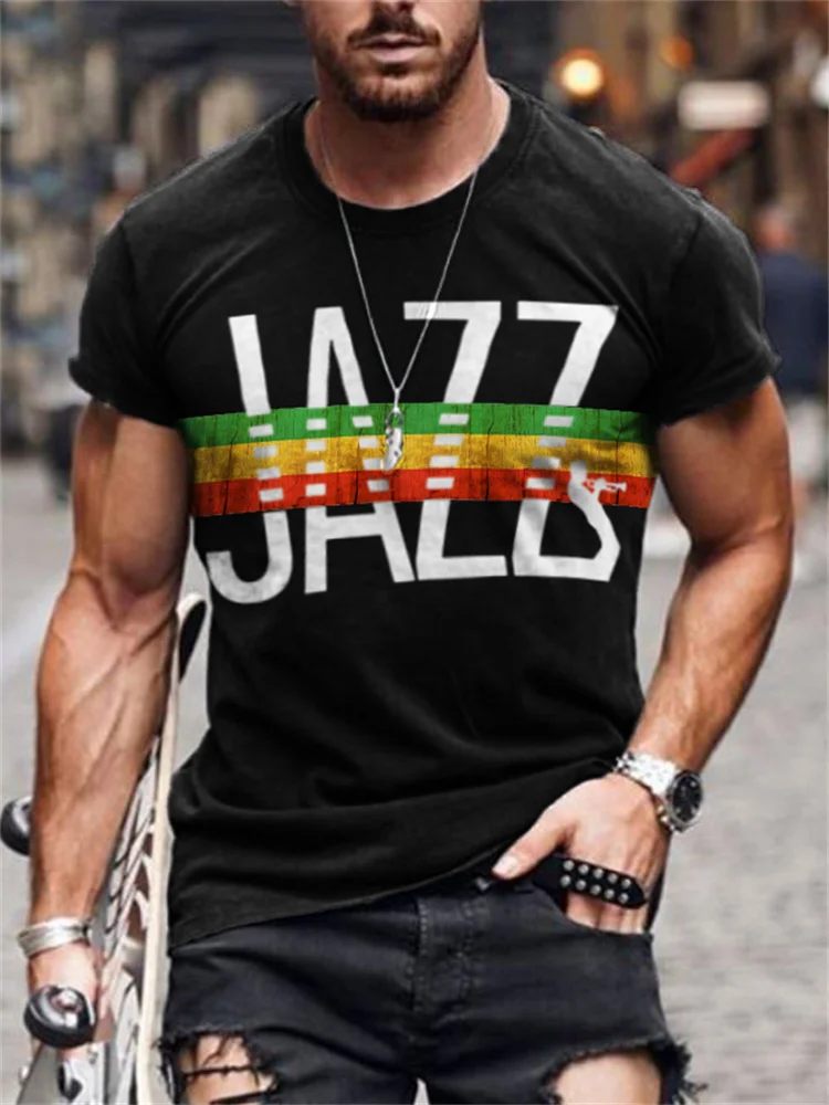 Men's Jazz Lover Black Pride Striped T Shirt
