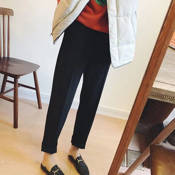 Thicken Women Pencil Pants Spring Autumn Trousers Style Wool Female Harem Pants Loose Female Trousers Capris