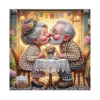 Elderly Couple Cafe - Pearls Painting