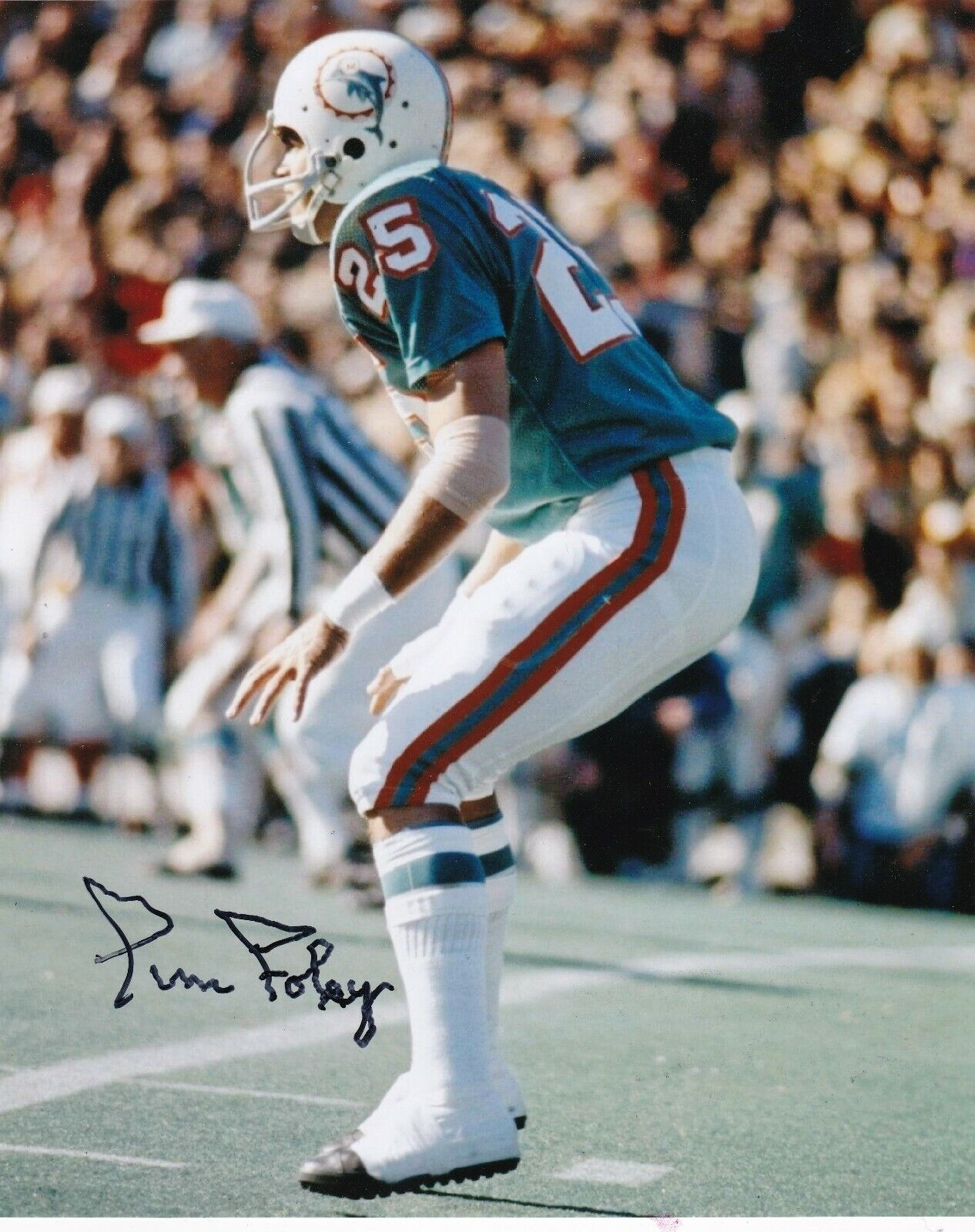 TIM FOLEY MIAMI DOLPHINS ACTION SIGNED 8x10