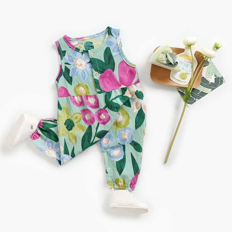 Baby Green Floral Romper