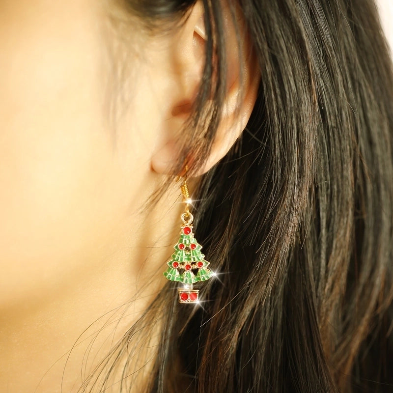 1 Pair Christmas Elegant Cute Romantic Christmas Tree Plating Alloy K Gold Plated Drop Earrings