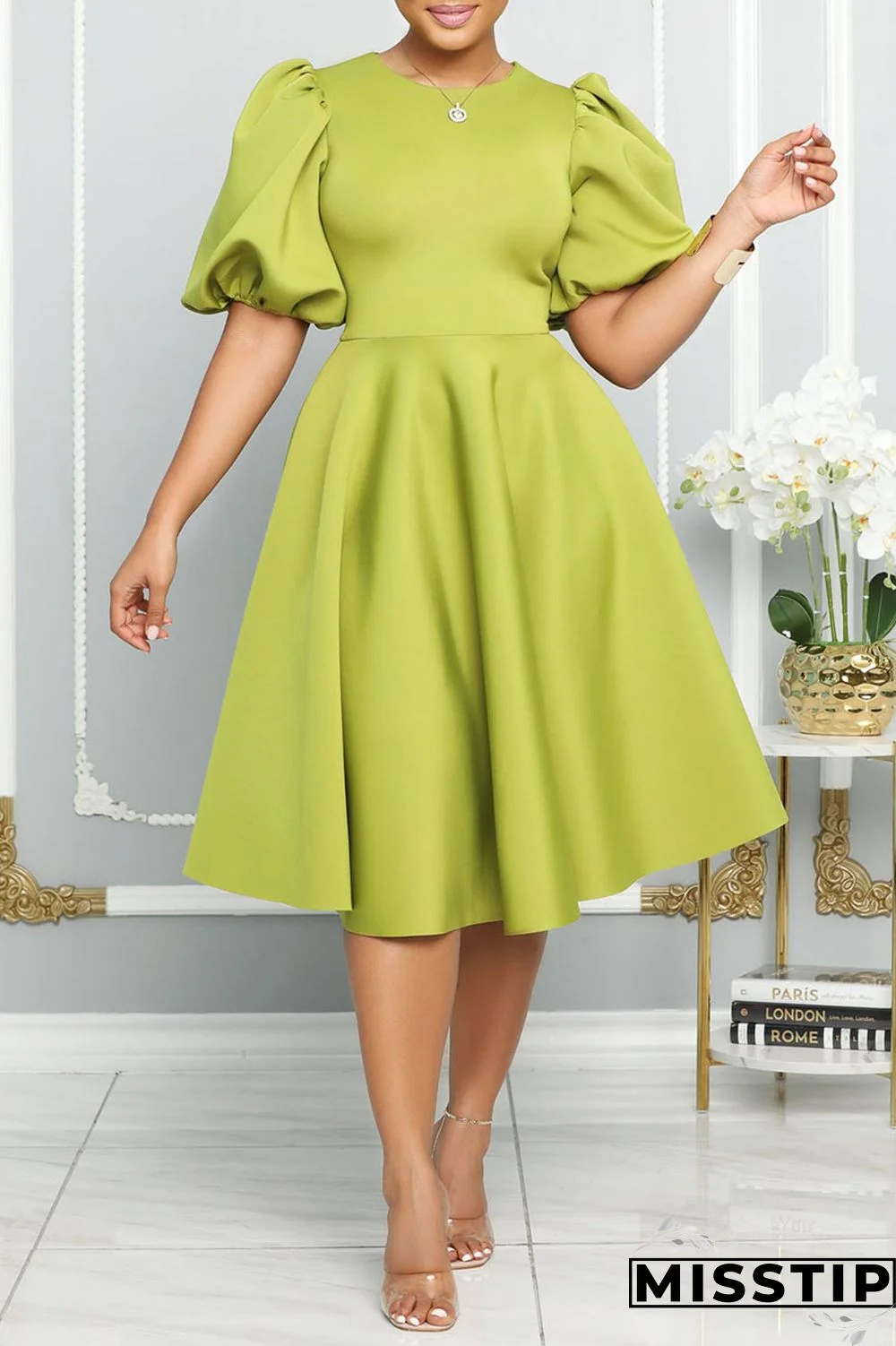 Blue Casual Solid Patchwork O Neck A Line Dresses