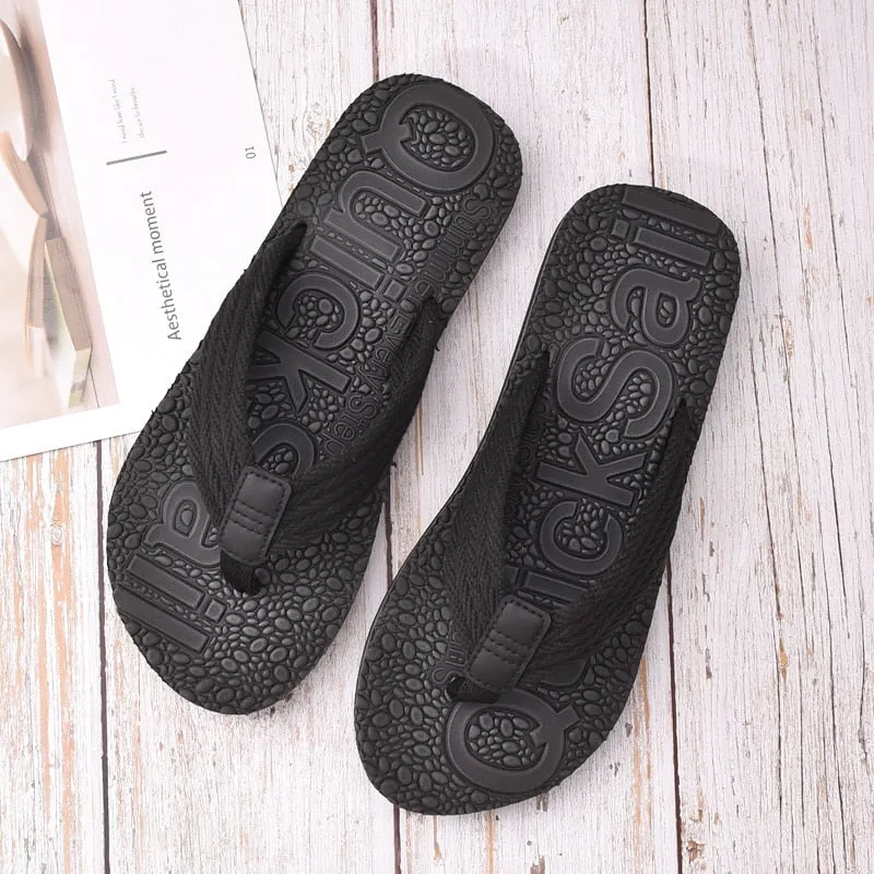 2021 New Home Men Soft Slippers Summer Classic Beach Sandals Men Hand-sewn Flat Flip Flops PU Rubber Platform Adult F804