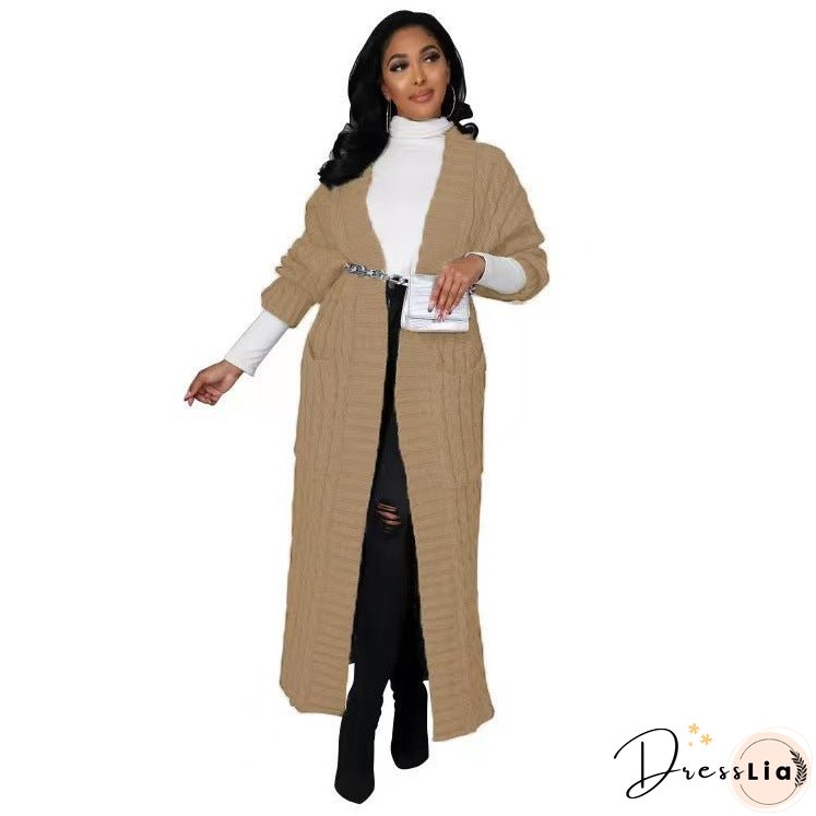 Women's Fashion Casual Long-sleeved Long Solid Color Sweaters
