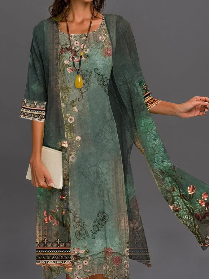 Women's Floral Two-Piece Dress