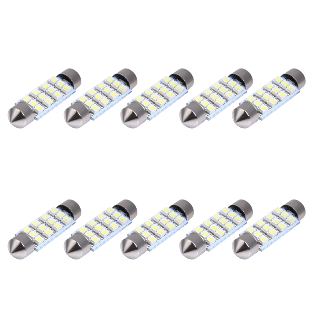 

10X Lot 41Mm White 3528 12 Smd Led Car Interior Festoon Dome Bulb Lamp Ligh, 501 Original