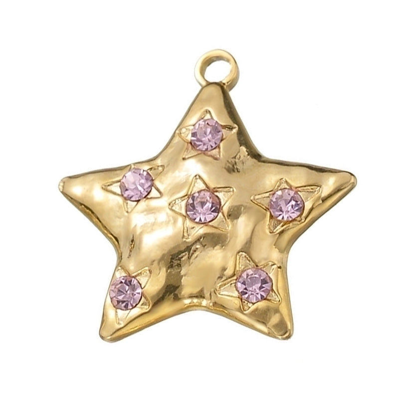 5 Pcs/package Minimalist Star Stainless Steel Plating Inlay Pendant Jewelry Accessories