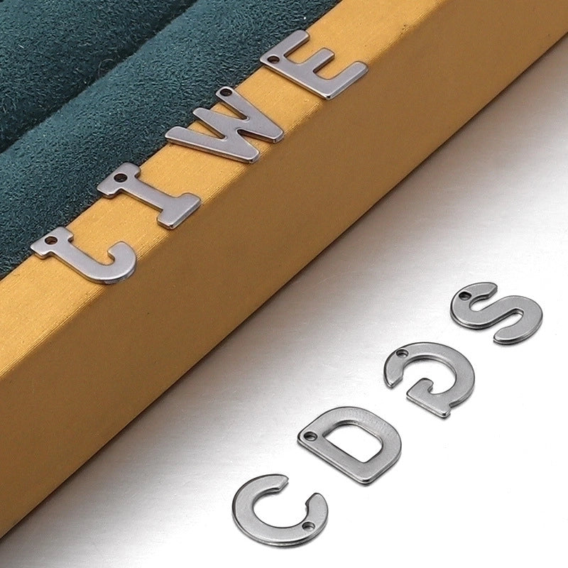 50 Pcs/package Minimalist Letter Stainless Steel Pendant Jewelry Accessories