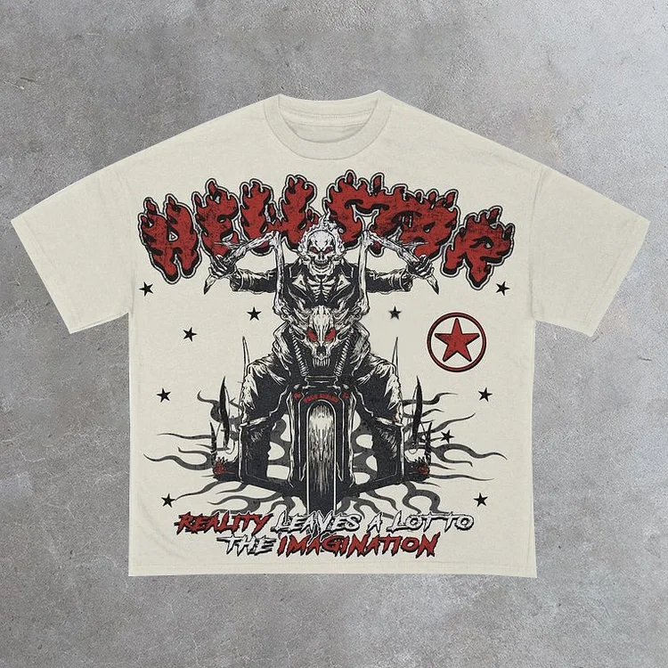 Sopula Vintage Hellstar Ghost Bike Casual Cotton T-Shirt