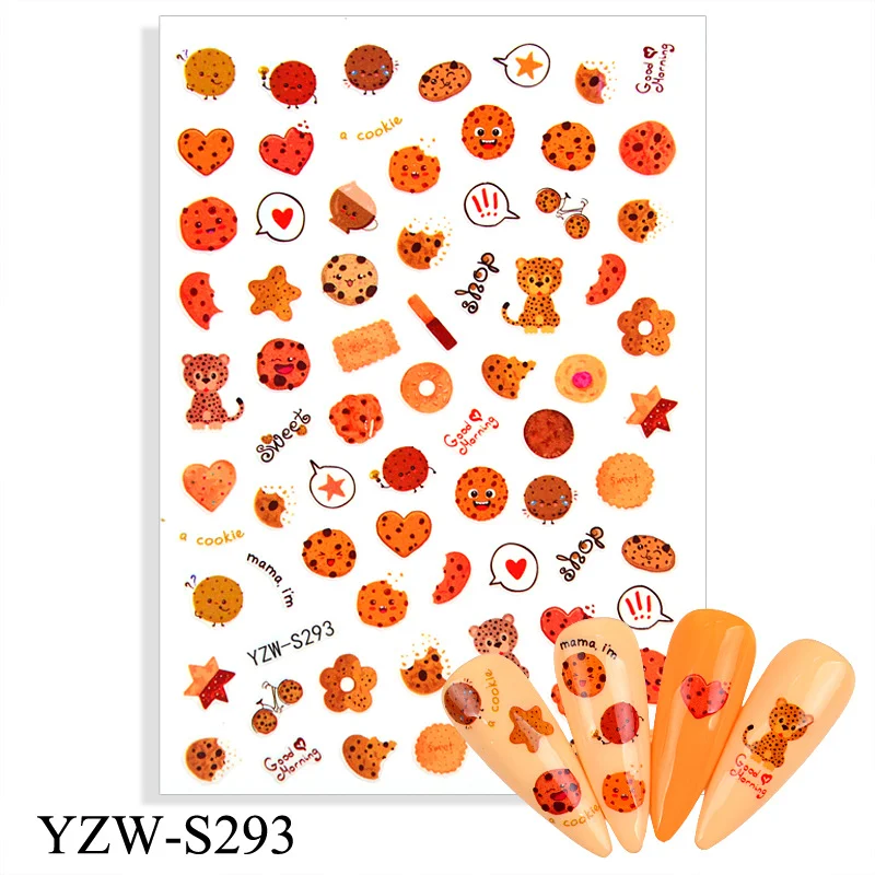 Churchf 1pcs Autumn Winter Nail Sticker Robin Snow Flower New Year Halloween Christmas 3D Decals Nail Art Design Decor Accessories-Nail Inspo