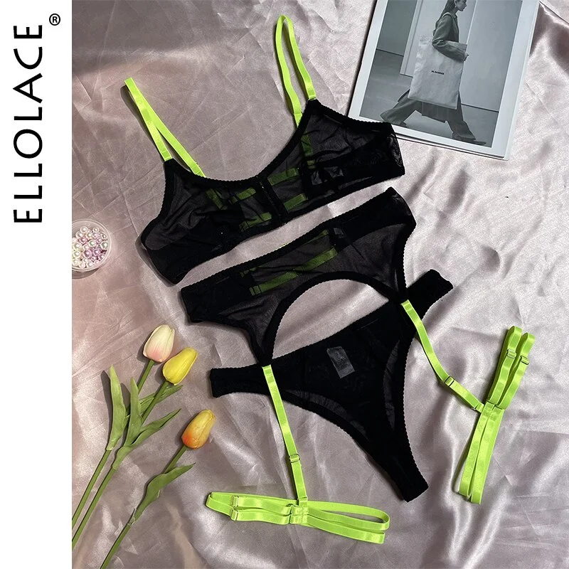 Billionm Ellolace Lace Lingerie Sexy Outfits For Woman Contrast Color Sensual Seamless Underwear Garters Erotic Short Skin Care Kits