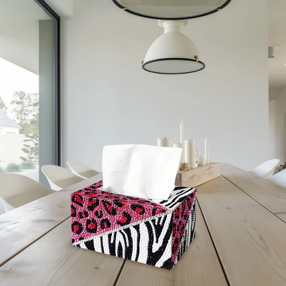 DIY Diamond Painting Tissue Box - Leopard Grain