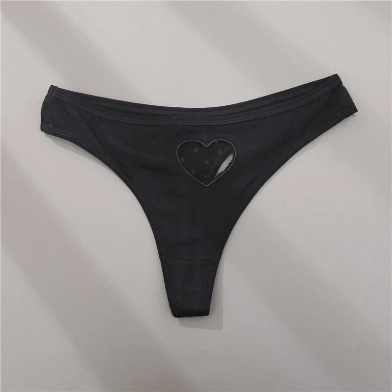 FINETOO S-XL Women Panties G-String Underwear Fashion Thong Lingerie Low Rise Female Panty Sexy Lace T-Back Woman Heart Pantys