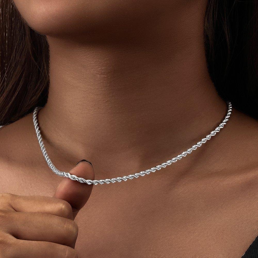 3MM 6MM 18K Gold/White Gold Plated Rope Chain-VESSFUL