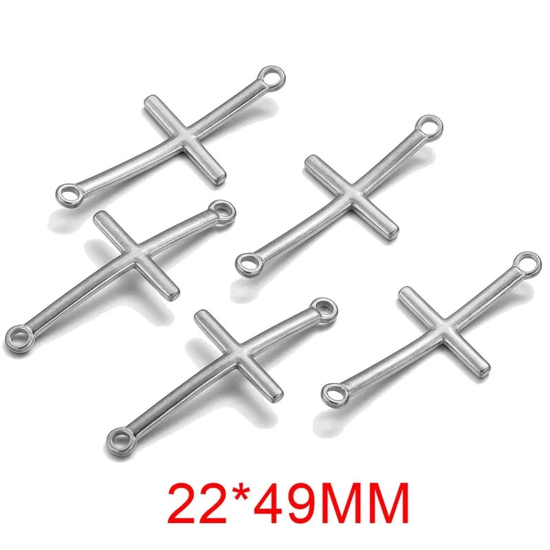 10 Pcs/package Minimalist Cross Stainless Steel Plating Connector Jewelry Accessories